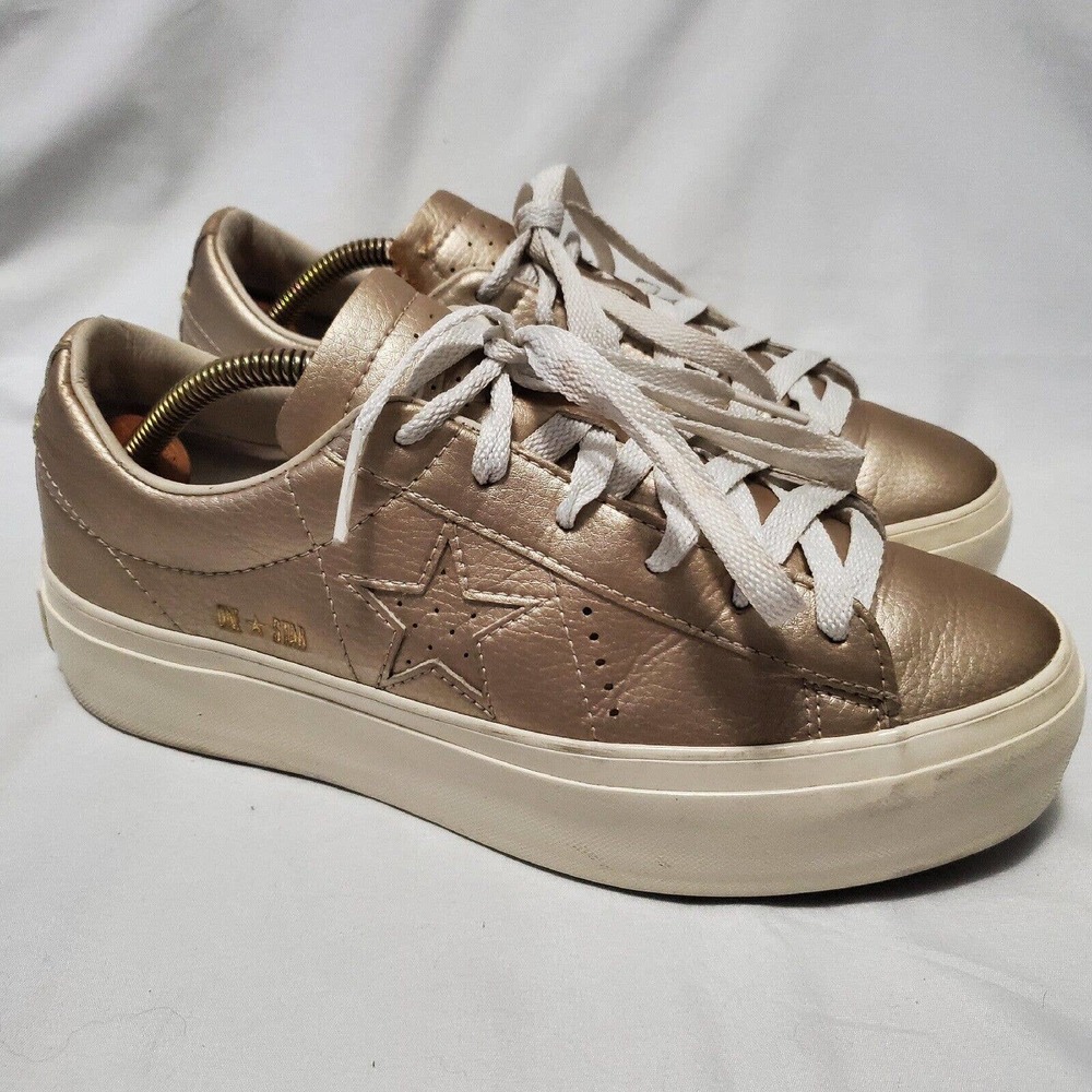 Converse One Star Platform Ox Low Top All Star Gold Sneakers Women's Sz 9
